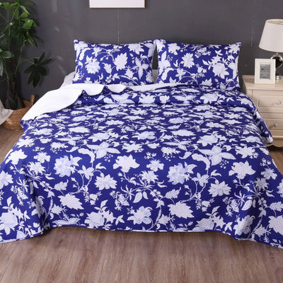 Spring Blue 3 Pcs Bamboo Blend Ultrosonic Reversible Comforter Set King - Home & Garden > Bathroom Accessories - Bedzy Australia