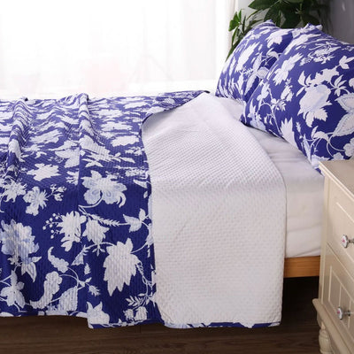 Spring Blue 3 Pcs Bamboo Blend Ultrosonic Reversible Comforter Set King - Home & Garden > Bathroom Accessories - Bedzy Australia