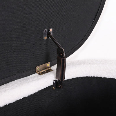 Storage Ottoman Blanket Box 87cm Boucle Fabric Oval - Furniture > Living Room - Bedzy Australia