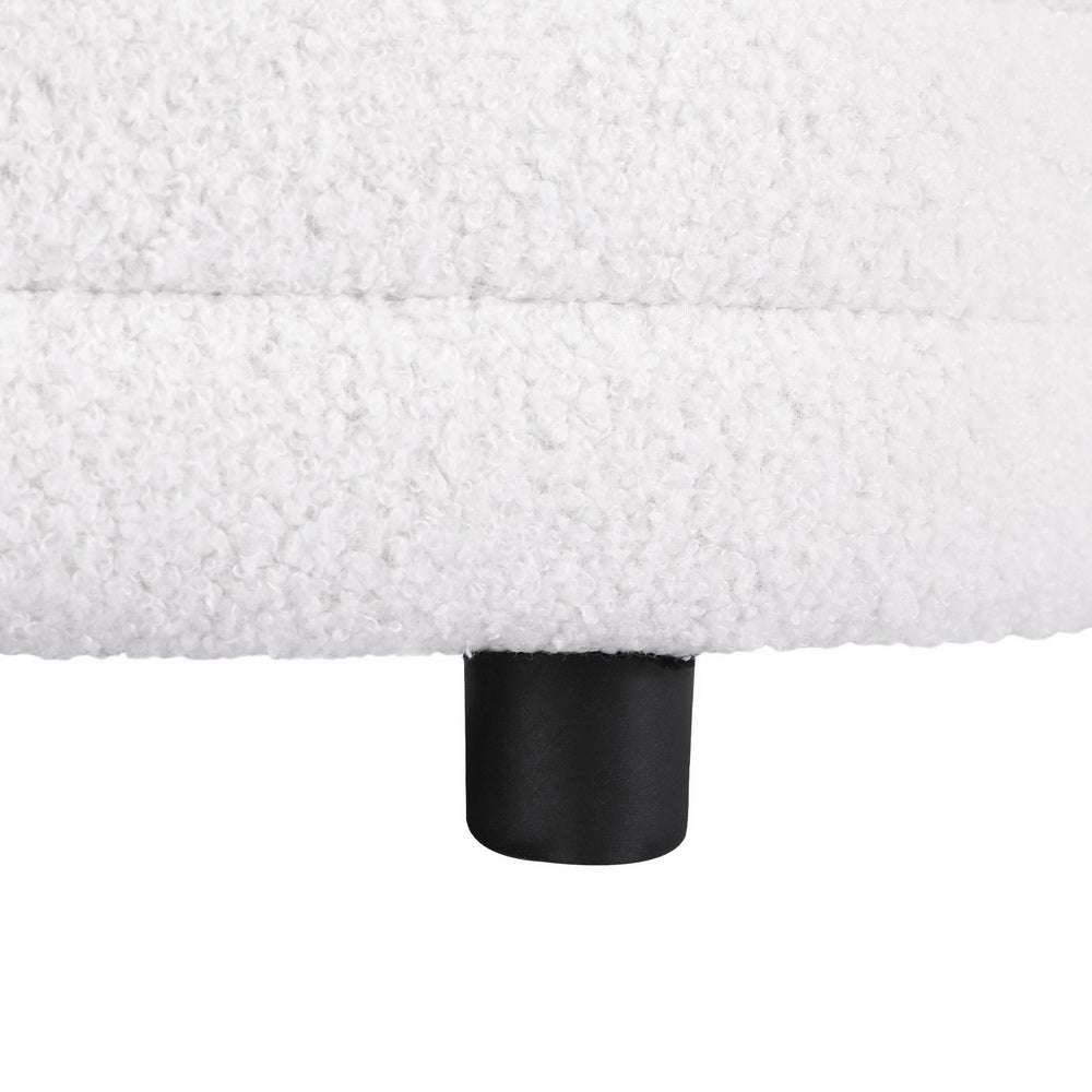 Storage Ottoman Blanket Box 87cm Boucle Fabric Oval - Furniture > Living Room - Bedzy Australia