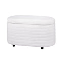 Storage Ottoman Blanket Box 87cm Boucle Fabric Oval