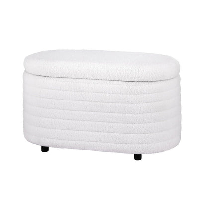 Storage Ottoman Blanket Box 87cm Boucle Fabric Oval - Furniture > Living Room - Bedzy Australia