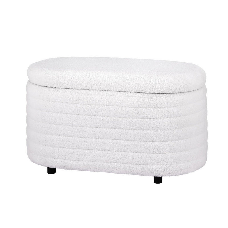 Storage Ottoman Blanket Box 87cm Boucle Fabric Oval - Furniture > Living Room - Bedzy Australia