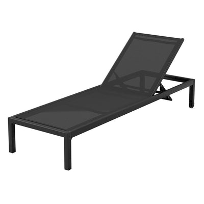 Sun Lounge Outdoor Lounger Aluminium Folding Beach Chair Wheels Black - Furniture > Outdoor - Bedzy Australia