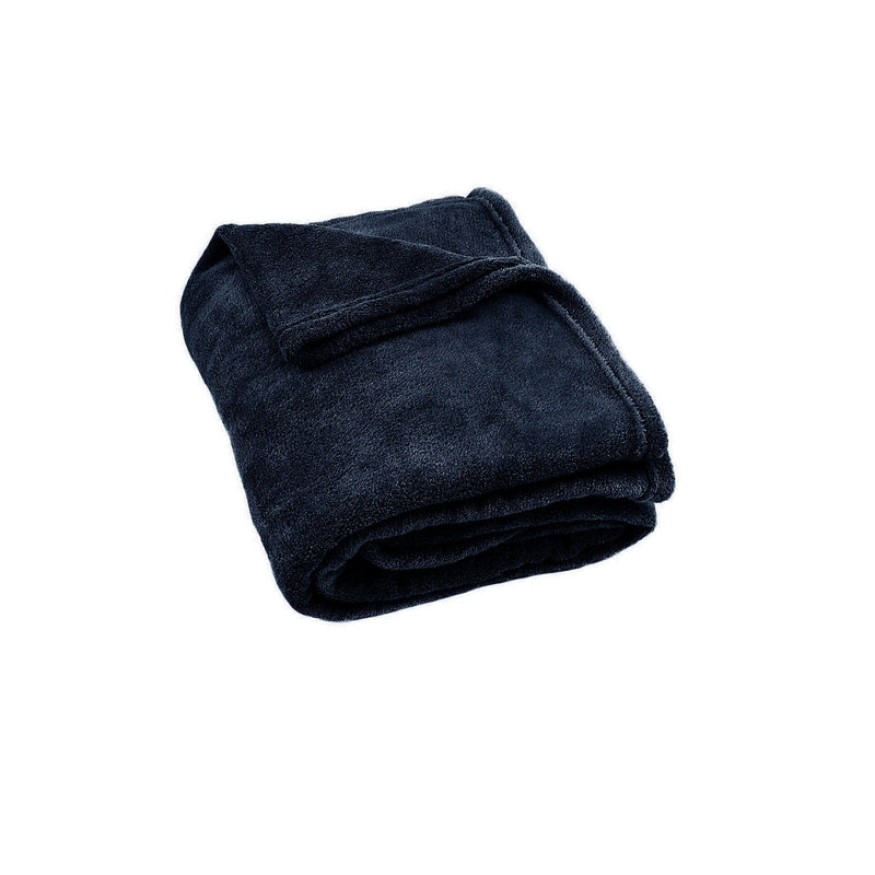 Super Soft Coral Fleece Large Throw Rug Navy - Home & Garden > Bedding - Bedzy Australia