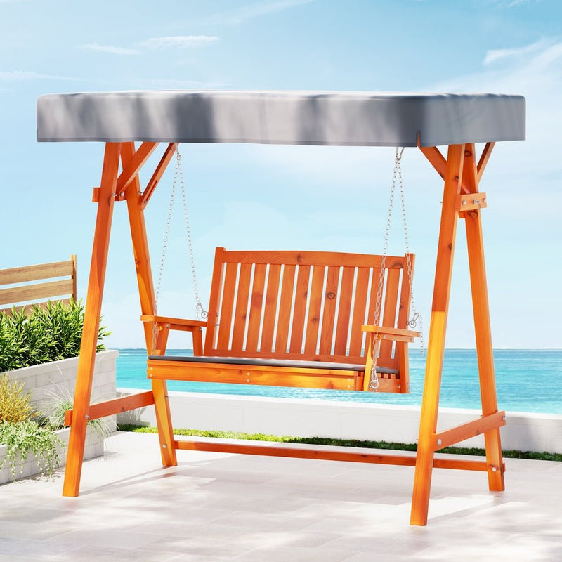 Swing Chair Wooden Garden Bench Canopy 2 Seater Outdoor Furniture - Furniture > Outdoor - Bedzy Australia