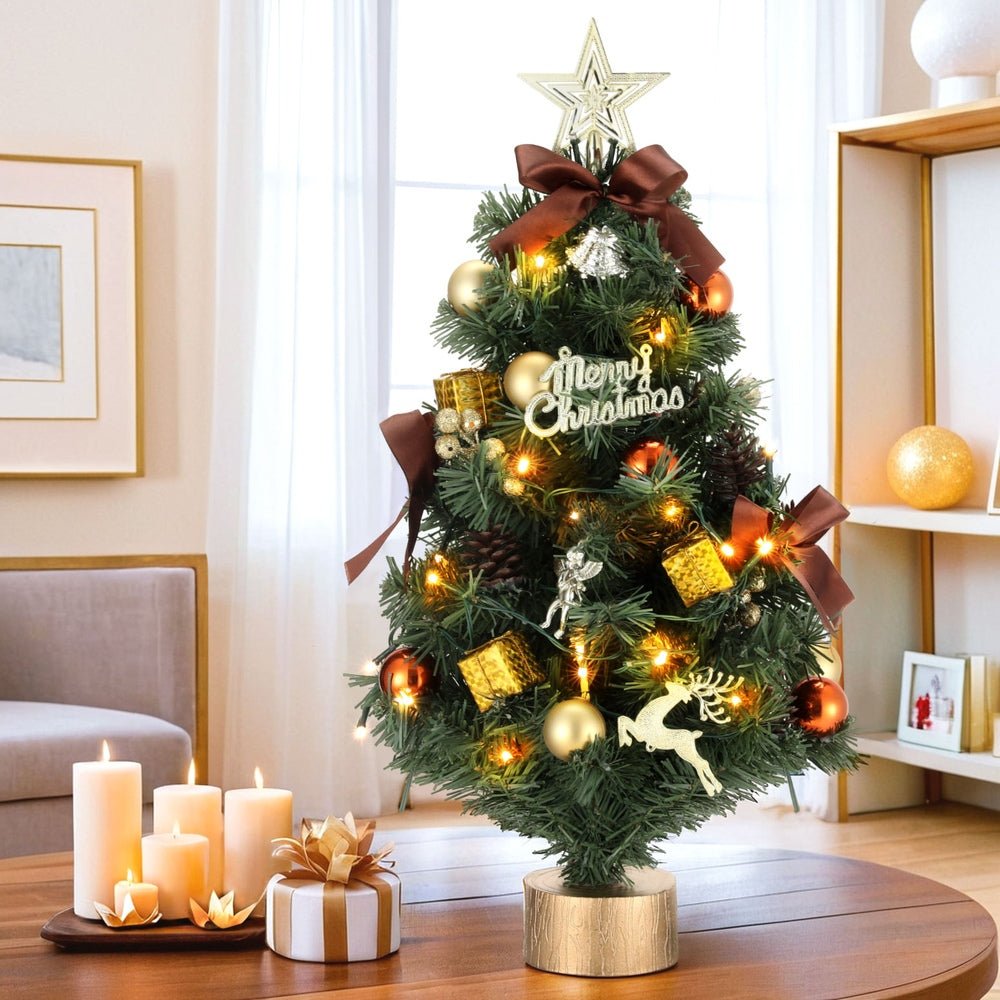 Tabletop Christmas Tree 60CM LED Xmas Tree Tree Topper Ornaments - Occasions > Christmas > Christmas Trees - Bedzy Australia