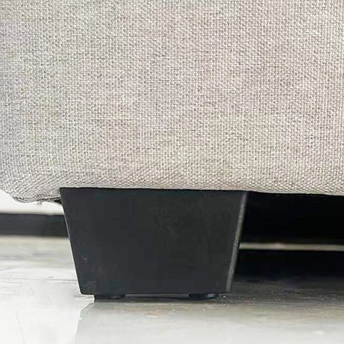 Veronica Bed Frame Double Size Winged Grey Linen Fabric Seam Grid Pattern with gas lift plywood metal structure - Furniture > Bedroom > Beds & Bed Frames - Bedzy Australia