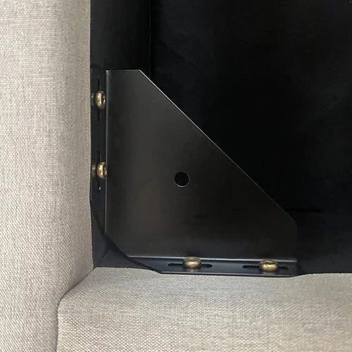 Veronica Bed Frame King Size Winged Grey Linen Fabric Seam Grid Pattern with gas lift plywood metal structure - Furniture > Bedroom > Beds & Bed Frames - Bedzy Australia