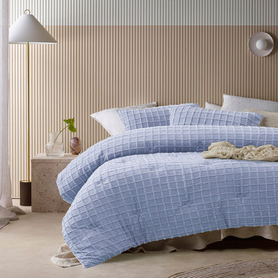 Vintage Design Homewares 3 Pcs Parquet Snooze Blue Comforter Set Queen - Home & Garden > Bedding > Quilts & Duvets - Bedzy Australia