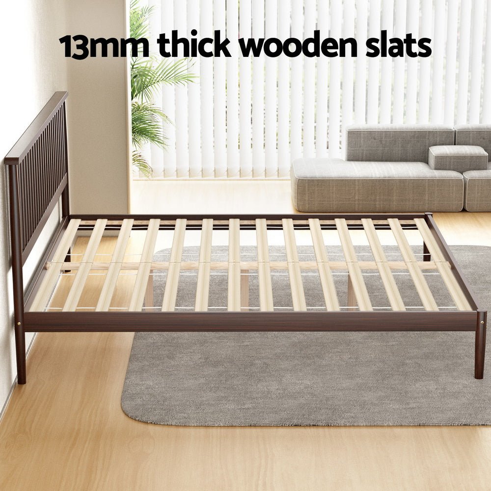 King Package | Vise Solid Pinewood Bed Frame Walnut & Bonita Pillow Top Mattress (Medium Firm)