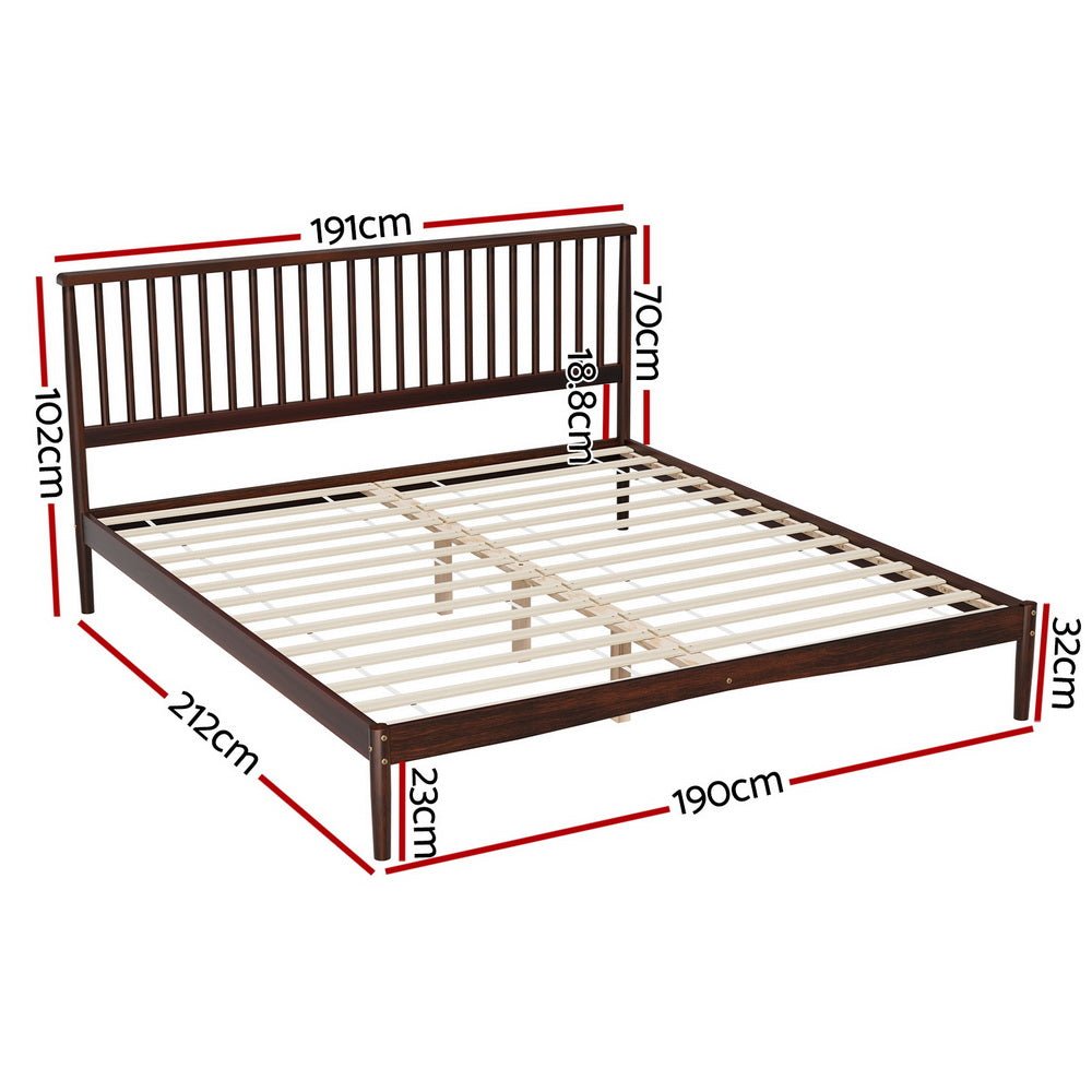King Package | Vise Solid Pinewood Bed Frame Walnut & Bonita Pillow Top Mattress (Medium Firm)