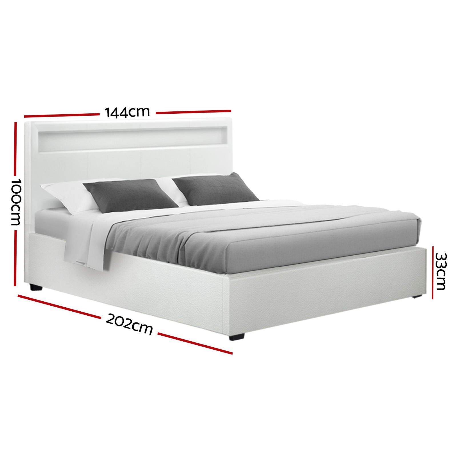 Wanda LED Storage Double Bed Frame White - Bedzy Australia