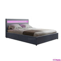 Wanda Queen Gas Lift Storage Bed Frame with LED Lights – Grey