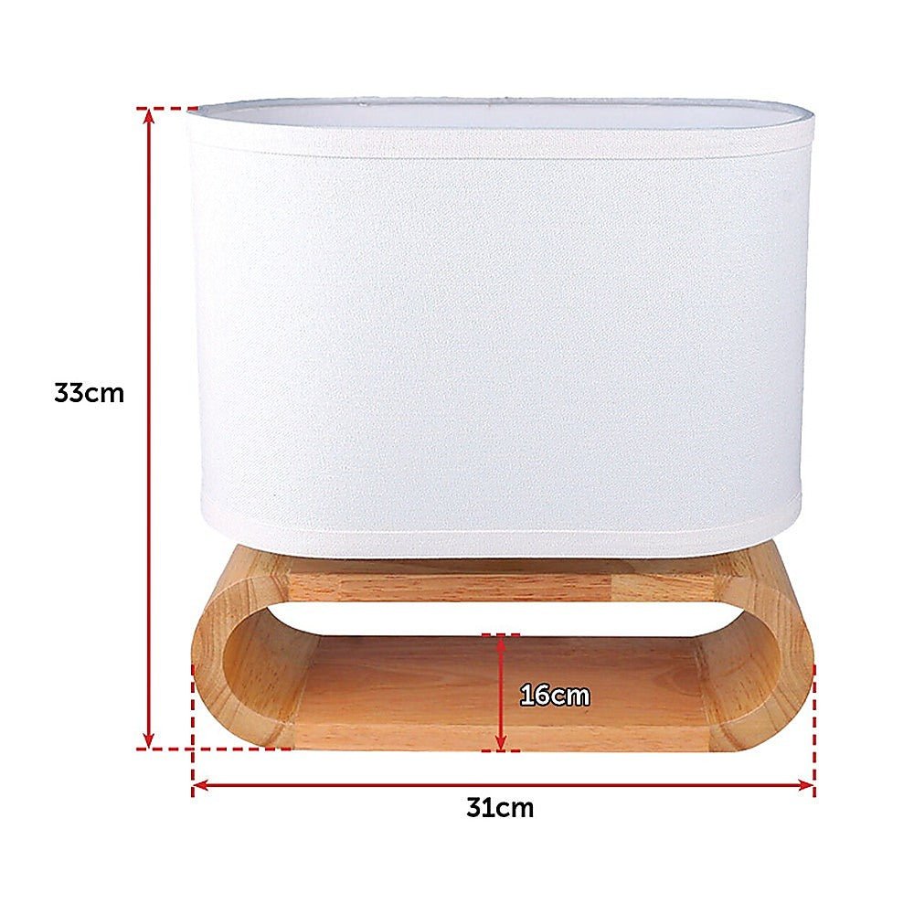 Wooden Modern Table Lamp Timber Bedside Lighting Desk Reading Light Brown White - Bedzy Australia