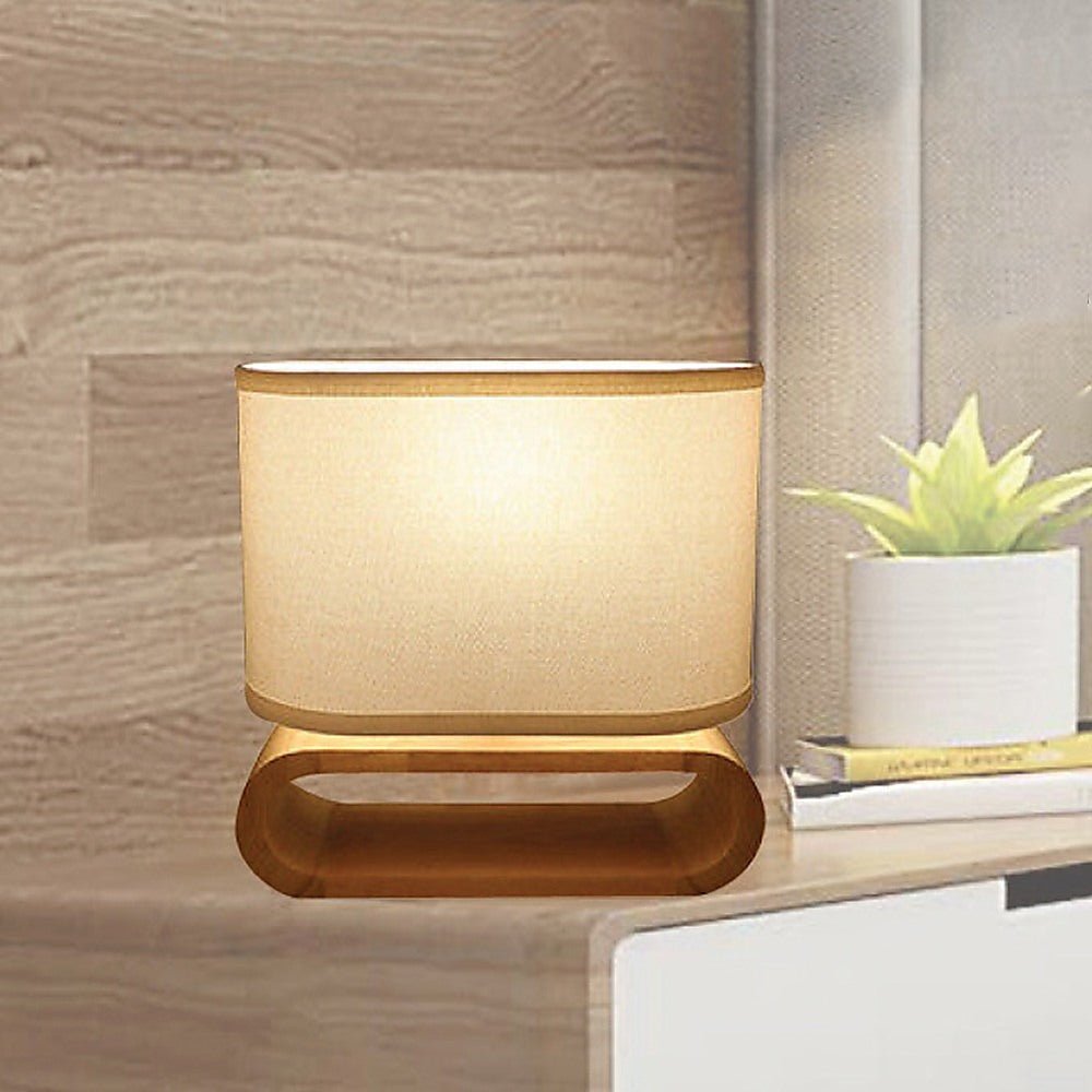 Wooden Modern Table Lamp Timber Bedside Lighting Desk Reading Light Brown White - Bedzy Australia