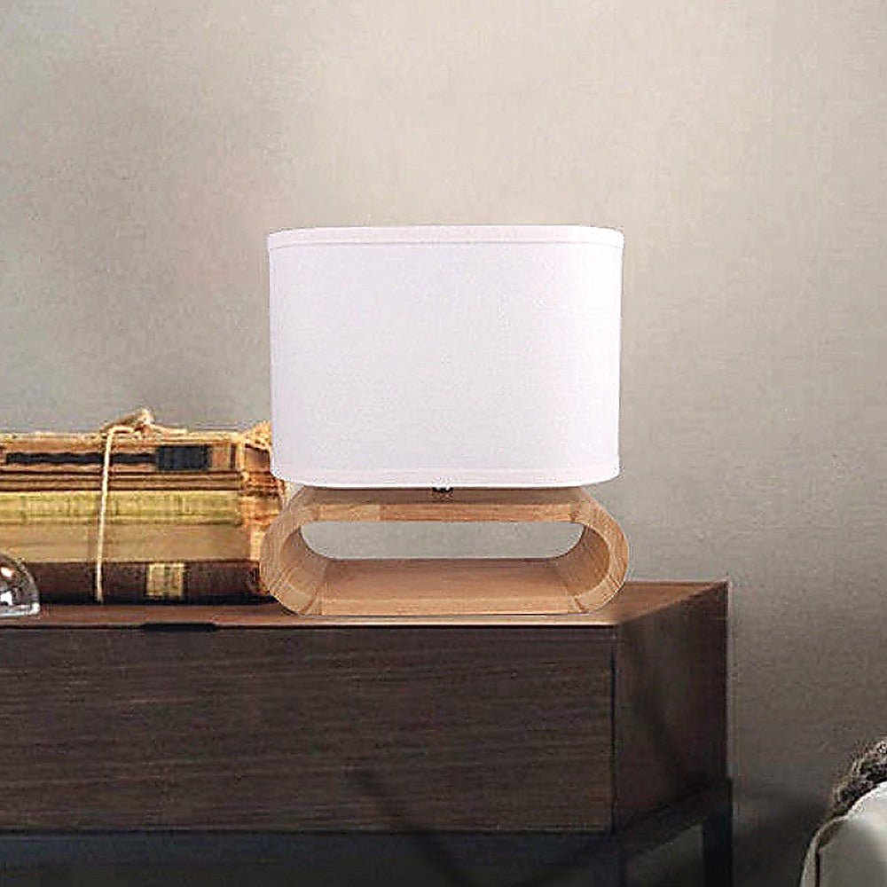 Wooden Modern Table Lamp Timber Bedside Lighting Desk Reading Light Brown White - Bedzy Australia