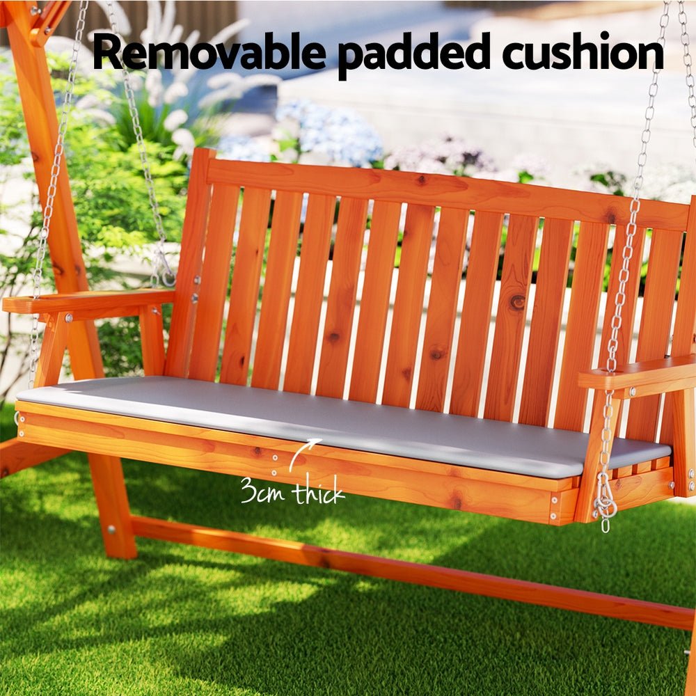 Wooden Swing Chair Garden Bench Canopy 3 Seater Outdoor Furniture - Furniture > Outdoor - Bedzy Australia