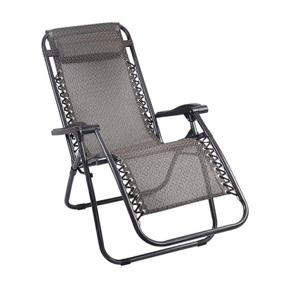 Zero Gravity Chair Folding Outdoor Recliner Adjustable Sun Lounge Camping Beige - Furniture > Outdoor - Bedzy Australia