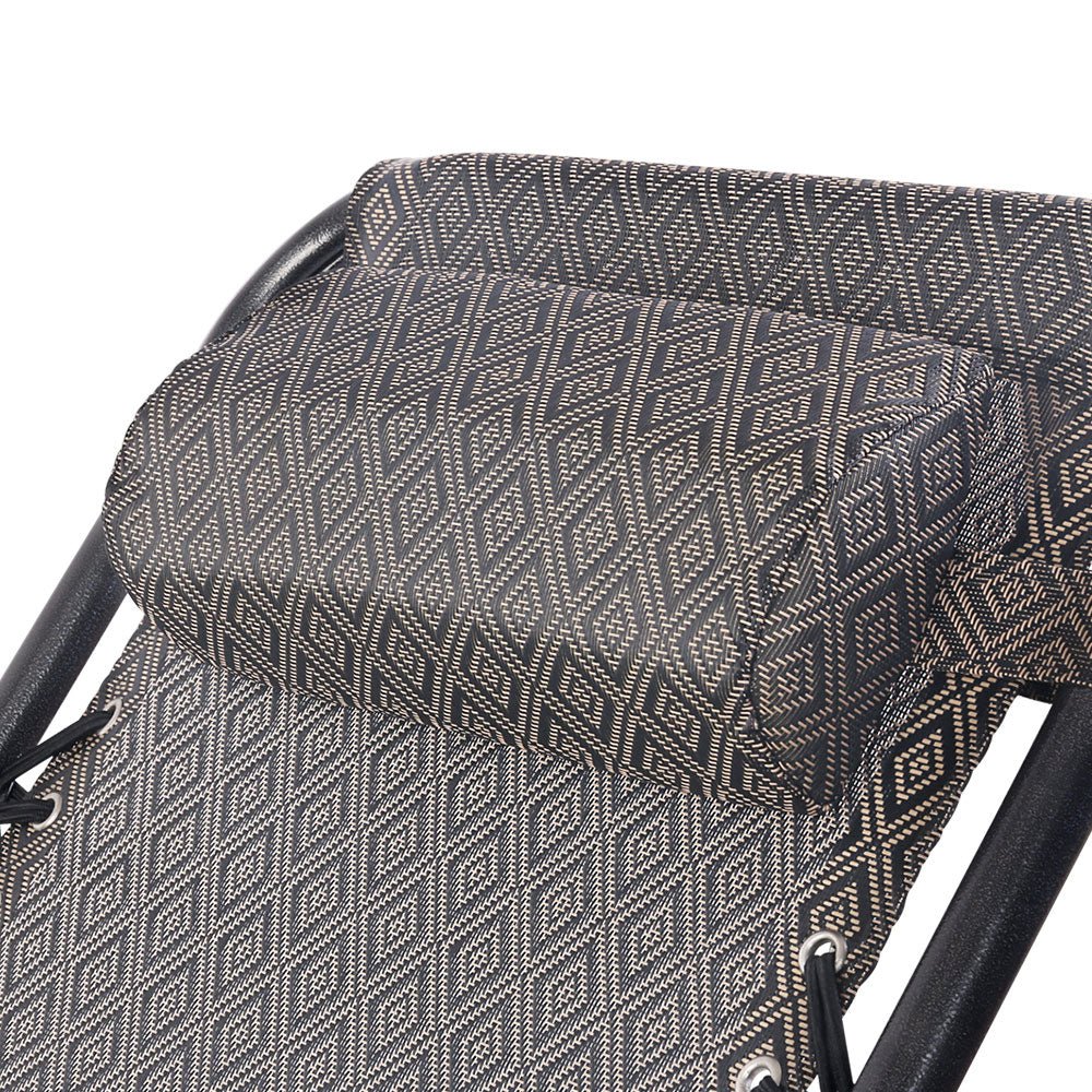 Zero Gravity Chair Folding Outdoor Recliner Adjustable Sun Lounge Camping Beige - Furniture > Outdoor - Bedzy Australia
