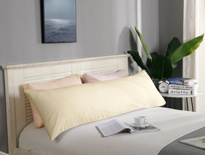 1000TC Premium Ultra Soft Body Pillowcase - Yellow Cream - Home & Garden > Bedding - Bedzy Australia