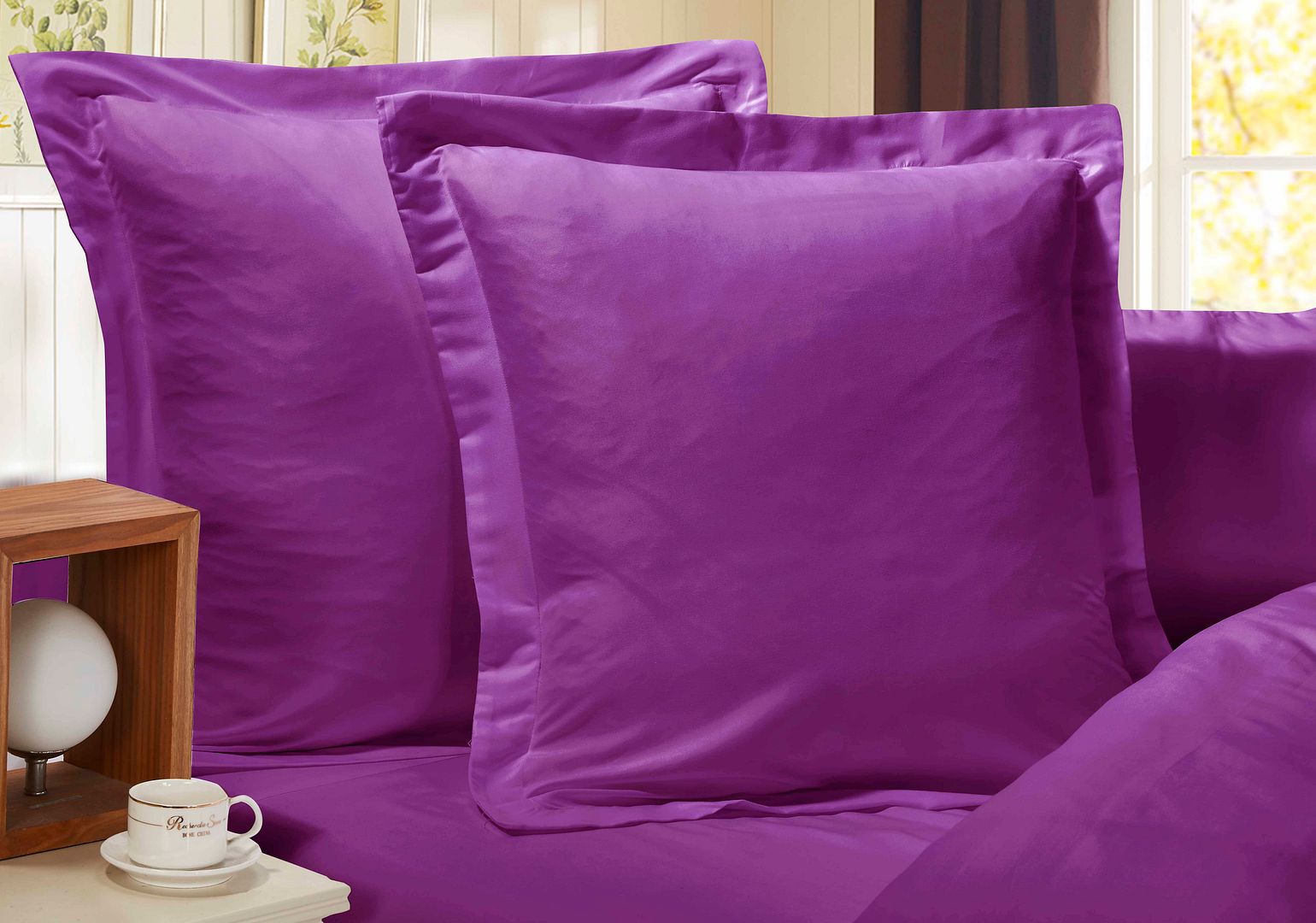 1000TC Premium Ultra Soft European Pillowcases 2-Pack Purple - Home & Garden > Bedding - Bedzy Australia