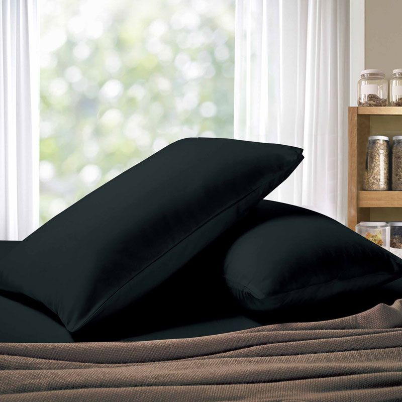 1000TC Premium Ultra Soft King size Pillowcases 2-Pack - Black - Home & Garden > Bedding - Bedzy Australia