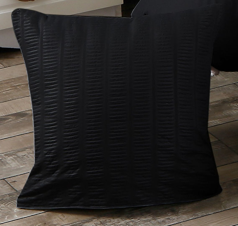 1000TC Premium Ultra Soft Seersucker Cushion Covers - 2 Pack - Black - Home & Garden > Bedding - Bedzy Australia