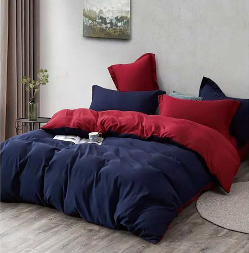 1000TC Reversible Super King Size Blue and Red Duvet Doona Quilt Cover Set - Home & Garden > Bedding - Bedzy Australia