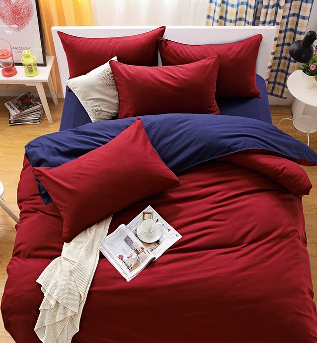 1000TC Reversible Super King Size Blue and Red Duvet Doona Quilt Cover Set - Home & Garden > Bedding - Bedzy Australia