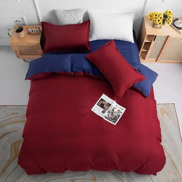 1000TC Reversible Super King Size Blue and Red Duvet Doona Quilt Cover Set - Home & Garden > Bedding - Bedzy Australia