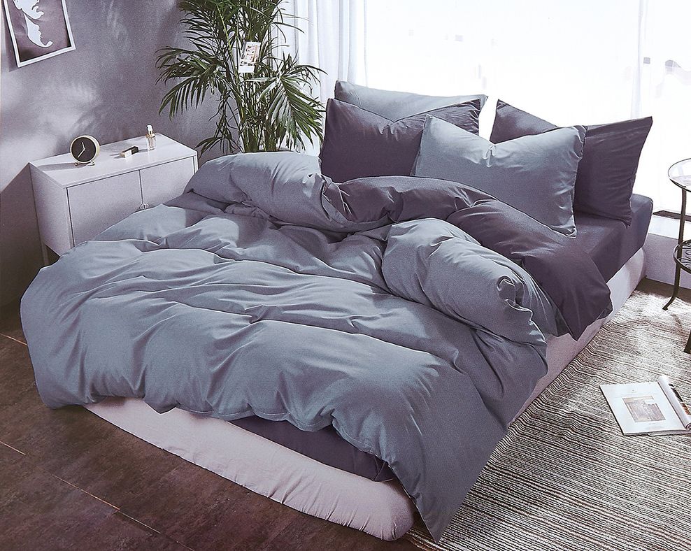 1000TC Reversible Super King Size Grey Duvet Doona Quilt Cover Set - Home & Garden > Bedding - Bedzy Australia