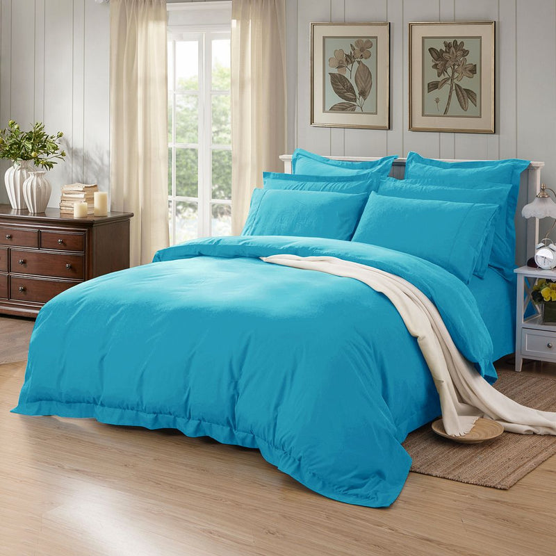 1000TC Tailored King Size Light Blue Duvet Doona Quilt Cover Set - Home & Garden > Bedding - Bedzy Australia