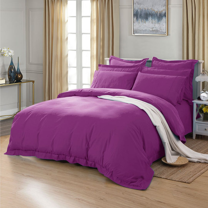 1000TC Tailored Queen Size Purple Duvet Doona Quilt Cover Set - Home & Garden > Bedding - Bedzy Australia