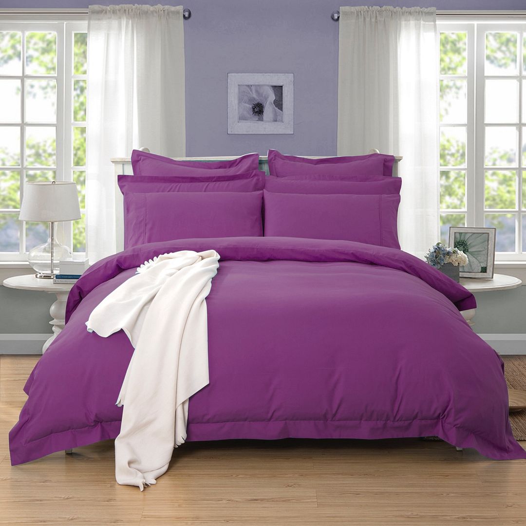 1000TC Tailored Queen Size Purple Duvet Doona Quilt Cover Set - Home & Garden > Bedding - Bedzy Australia
