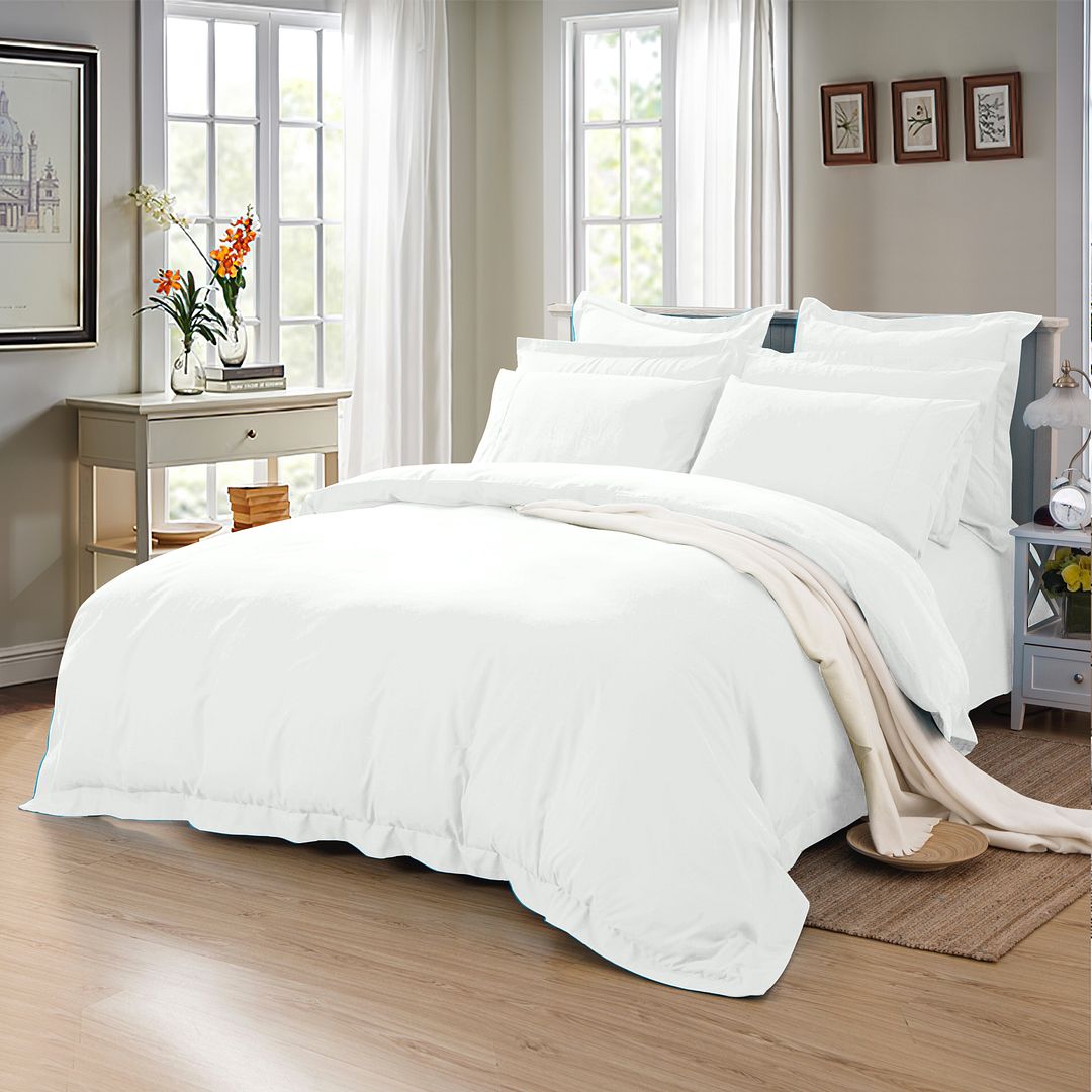 1000TC Tailored Queen Size White Duvet Doona Quilt Cover Set - Home & Garden > Bedding - Bedzy Australia