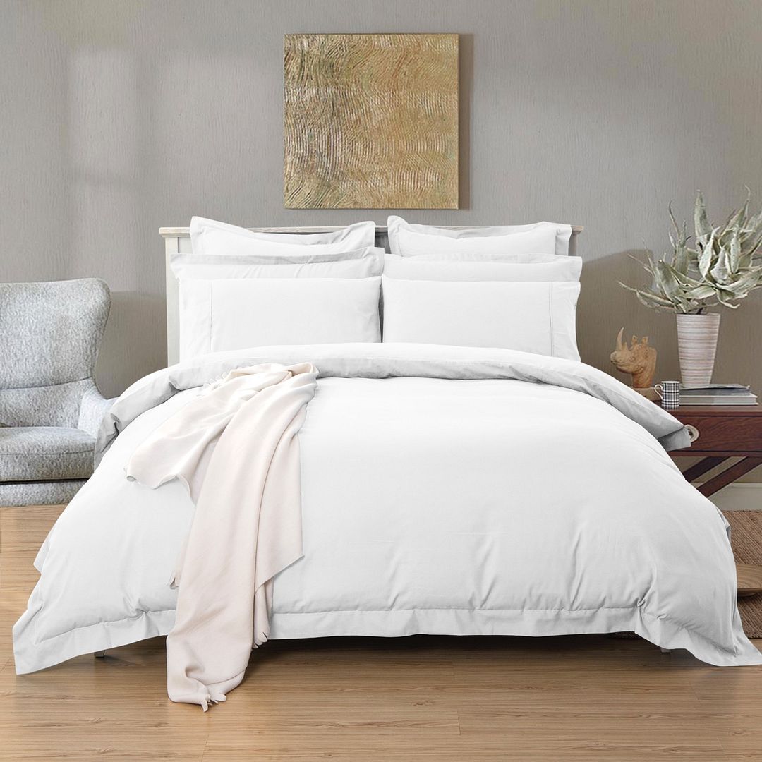 1000TC Tailored Queen Size White Duvet Doona Quilt Cover Set - Home & Garden > Bedding - Bedzy Australia