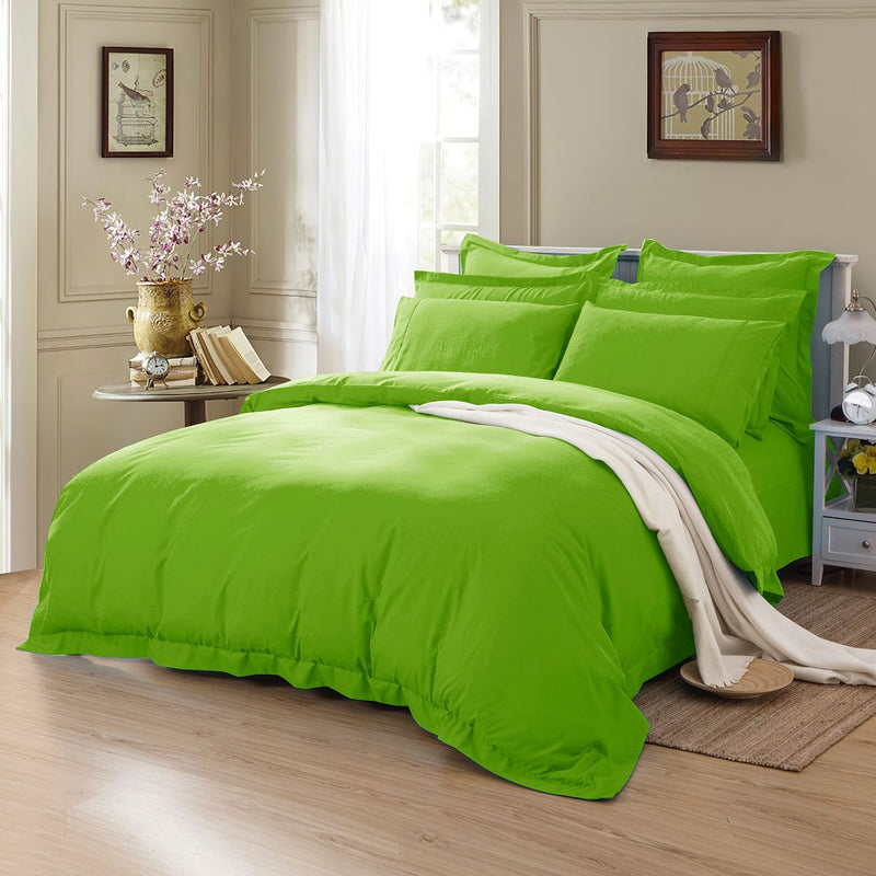 1000TC Tailored Single Size Green Duvet Doona Quilt Cover Set - Home & Garden > Bedding - Bedzy Australia