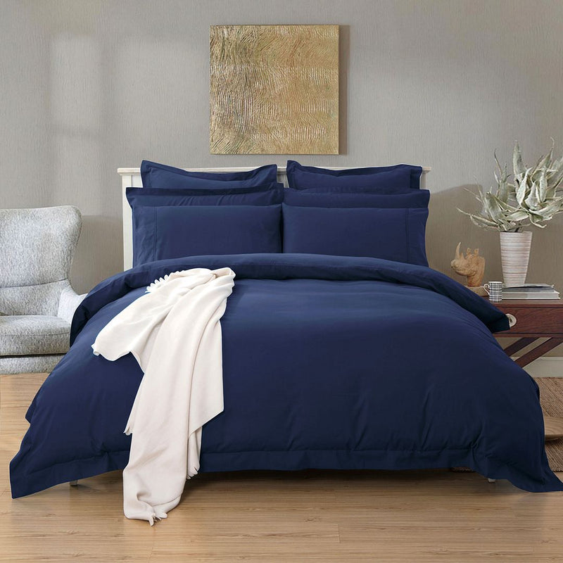 1000TC Tailored Super King Size Quilt/Doona/Duvet Cover Set - Midnight Blue - Home & Garden > Bedding - Bedzy Australia