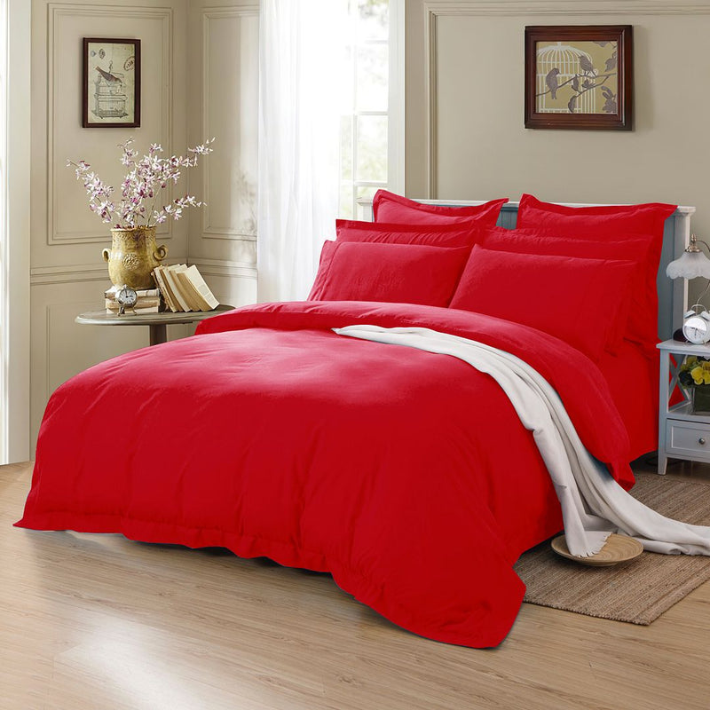 1000TC Tailored Super King Size Red Duvet Doona Quilt Cover Set - Home & Garden > Bedding - Bedzy Australia