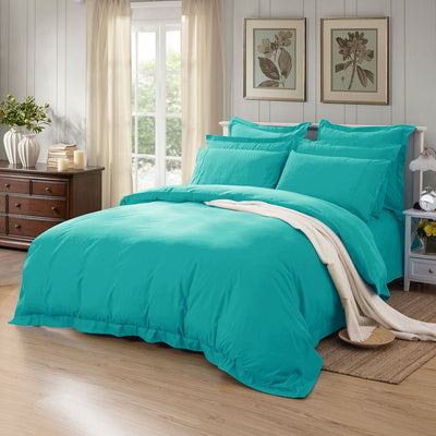 1000TC Tailored Super King Size Teal Duvet Doona Quilt Cover Set - Home & Garden > Bedding - Bedzy Australia