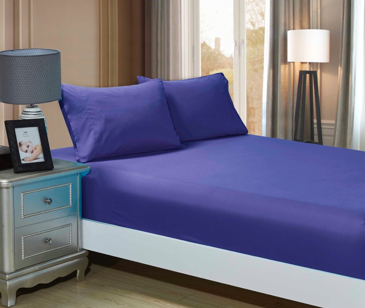 1000TC Ultra Soft Fitted Sheet & 2 Pillowcases Set - King Size Bed - Royal Blue - Home & Garden > Bedding - Bedzy Australia