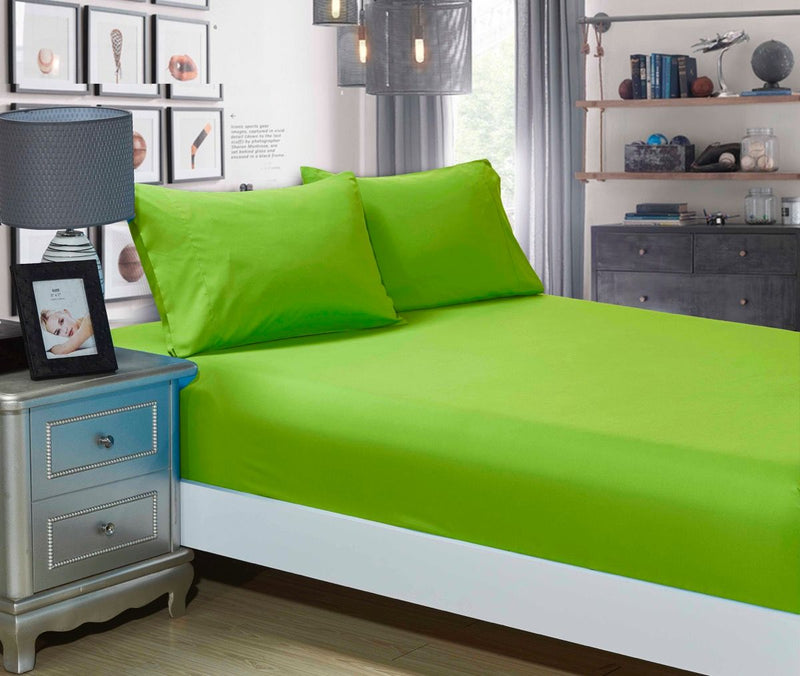 1000TC Ultra Soft Fitted Sheet & Pillowcase Set - Single Size Bed - Green - Home & Garden > Bedding - Bedzy Australia