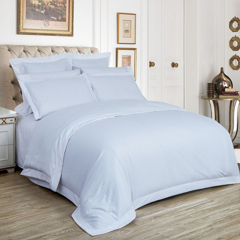 1000TC Ultra Soft Striped King Size White Duvet Doona Quilt Cover Set - Home & Garden > Bedding - Bedzy Australia