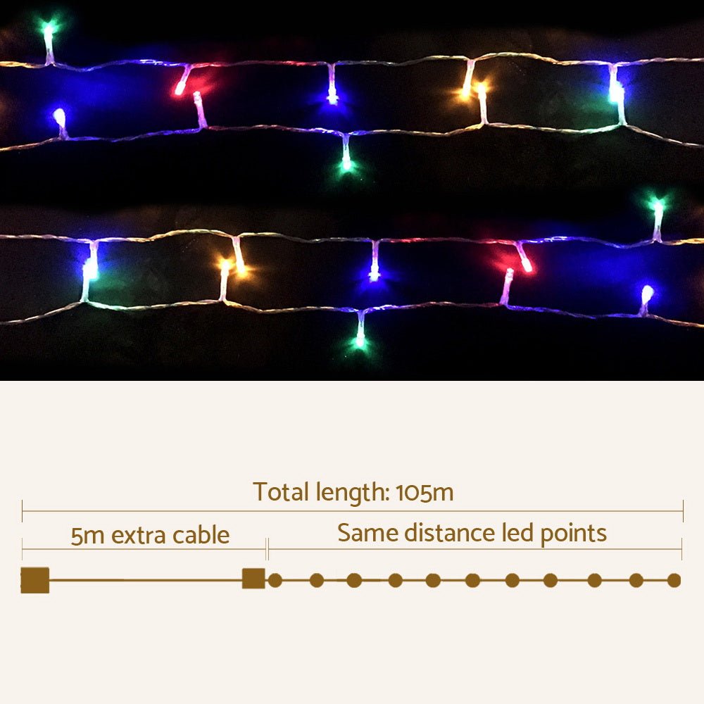 100M Christmas String Lights 500LED Multi Colour - Bedzy Australia