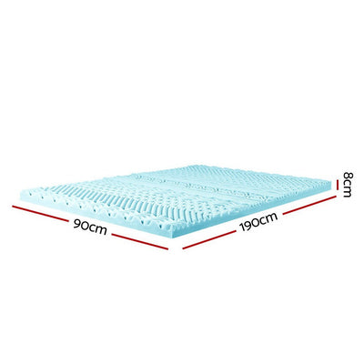 11-zone Memory Foam Mattress Topper 8cm - Single - Home & Garden > Bedding - Bedzy Australia