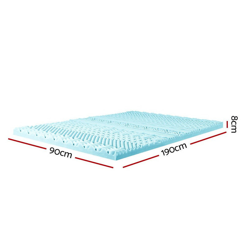 11-zone Memory Foam Mattress Topper 8cm - Single - Home & Garden > Bedding - Bedzy Australia