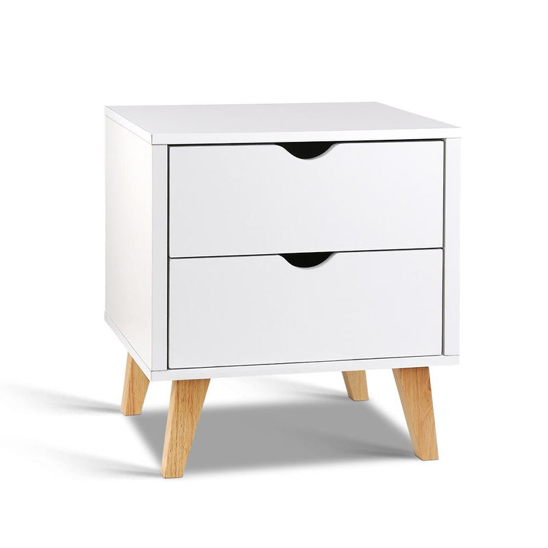 2 Drawer Wooden Bedside Table - White - Bedzy Australia (ABN 18 642 972 209) - Cheap affordable bedroom furniture shop near me Australia