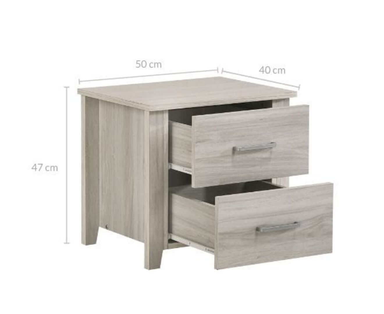 2 Drawers Bedside Table In White Oak - Bedzy Australia