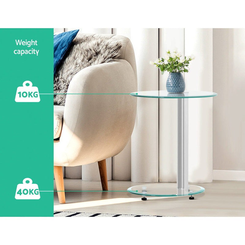 2 Tier Glass Side Table - Bedzy Australia